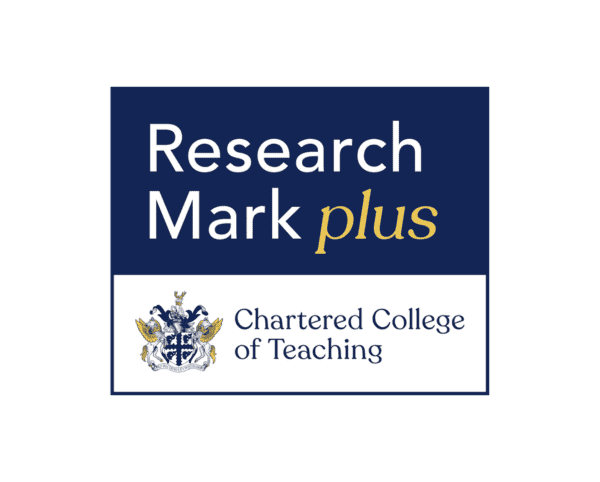 Image of Research Mark Plus award by the Chartered College of Teaching. 