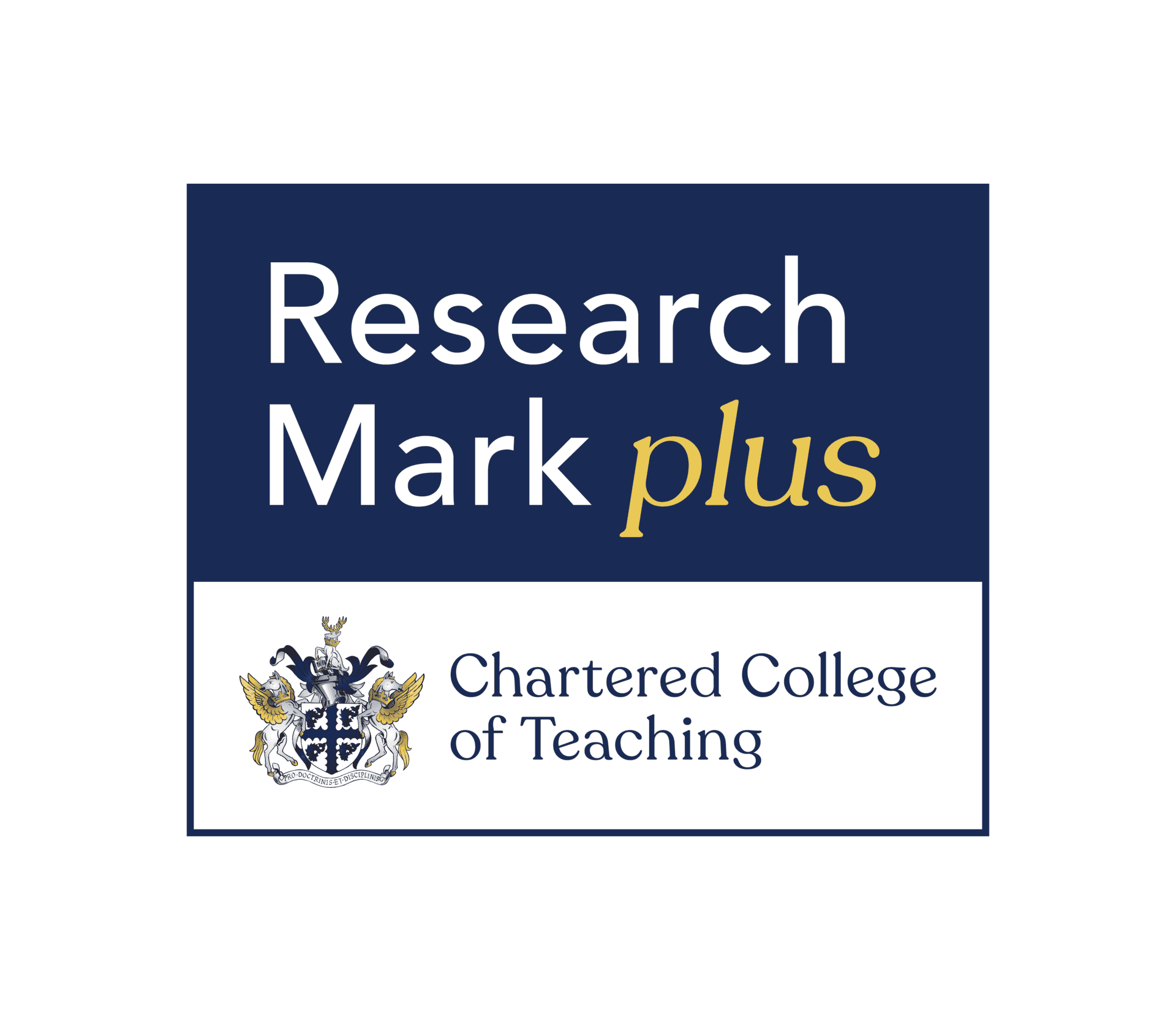 Image of Research Mark Plus award by the Chartered College of Teaching. 